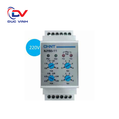 636021 - Relay bảo vệ quá áp, thấp áp mất pha NJYB3-11 AC220V gắn dinrail