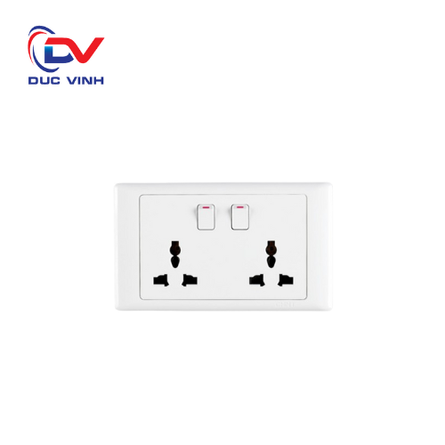 737540 - Bộ ổ cắm đôi đa năng 13A 250V, có công tắc nguồn màu trắng