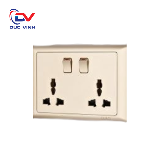 737537 - Bộ ổ cắm đôi đa năng 13A 250V, có công tắc nguồn màu vàng