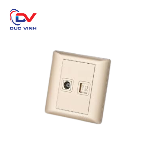 737519 - Bộ ổ Tivi và mạng cat 5 màu vàng