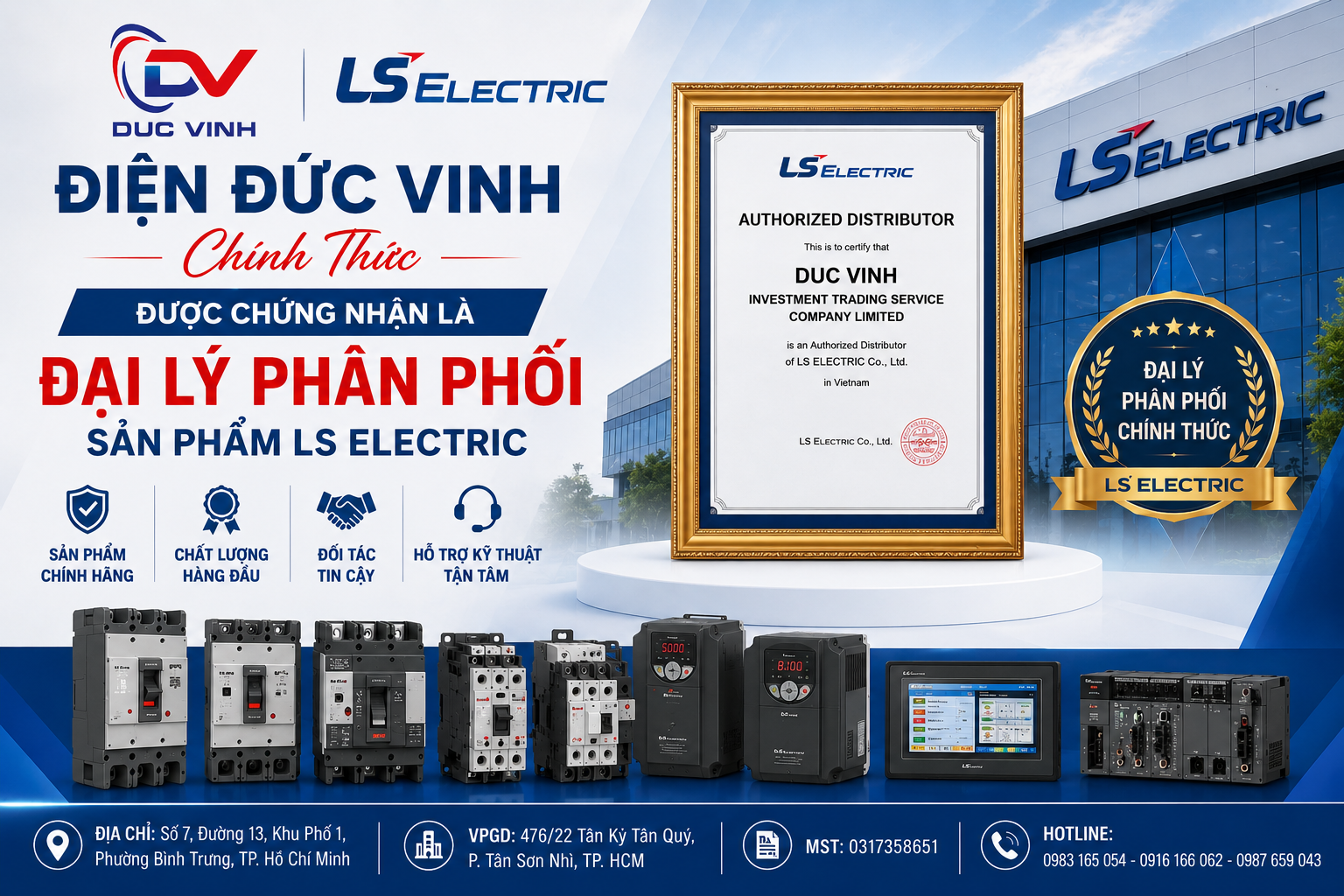 Điện Đức Vinh Chính Thức Được Chứng Nhận Là Đại Lý Phân Phối Sản Phẩm LS Electric