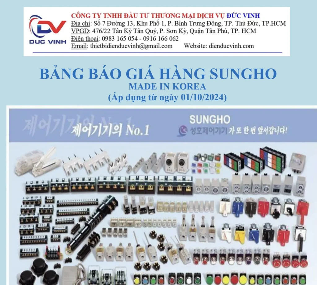 BẢNG GIÁ SẢN PHẨM HÃNG SUNGHO 2024