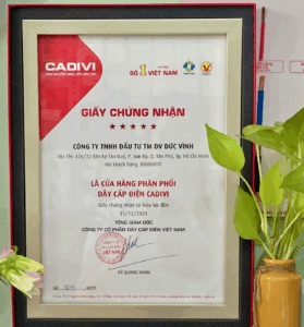GIẤY CHỨNG NHẬN PHÂN PHỐI CHÍNH THỨC DÂY CÁP ĐIỆN CADIVI