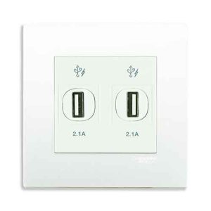 Ổ cắm sạc USB đôi 2.1A Schneider KB32USB_WE_G19