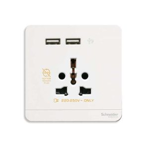 Ổ cắm đơn kèm sạc USB Schneider E8342616USB_WE_G19