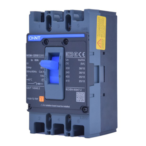 Aptomat MCCB Chint NXM-125S/3300 63A 25kA 3P bảo vệ quá tải ngắn mạch chính hãng