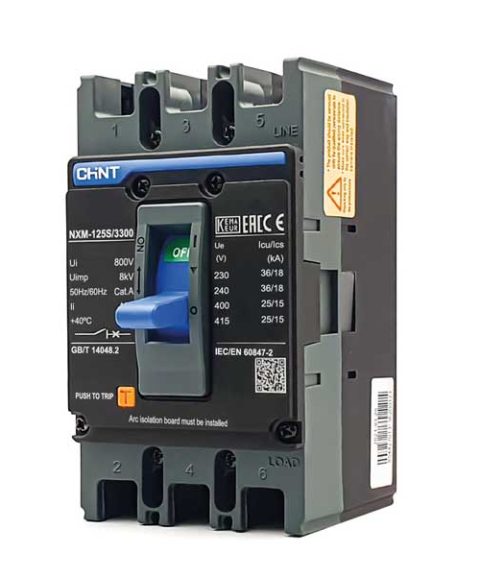 Aptomat khối Chint NXM-125S/3300 125A 25kA 3P bảo vệ quá tải ngắn mạch