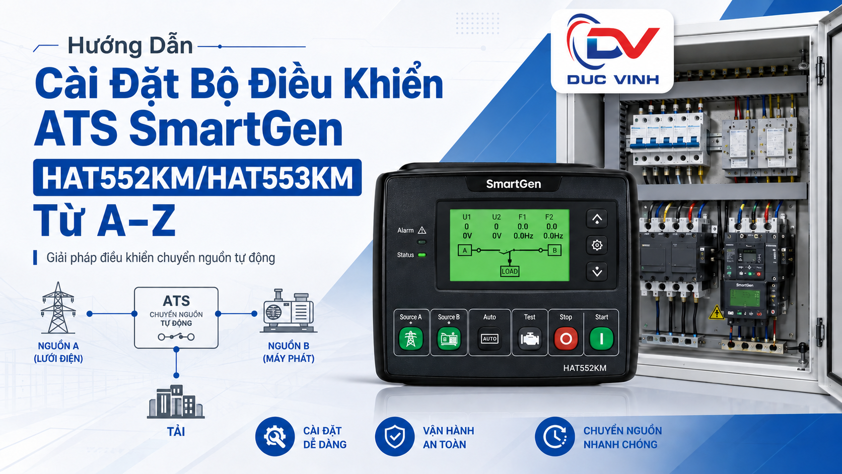 Hướng Dẫn Cài Đặt Bộ Điều Khiển ATS SmartGen HAT552KM/HAT553KM Từ A–Z