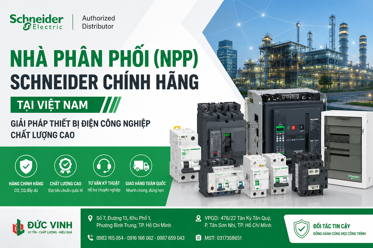 Nhà Phân Phối (NPP) Schneider Chính Hãng Tại Việt Nam – Giải Pháp Thiết Bị Điện Công Nghiệp Chất Lượng Cao