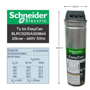 Tụ bù Schneider BLRCH250A300B44 25/30kVar 440V tải nặng dạng tròn