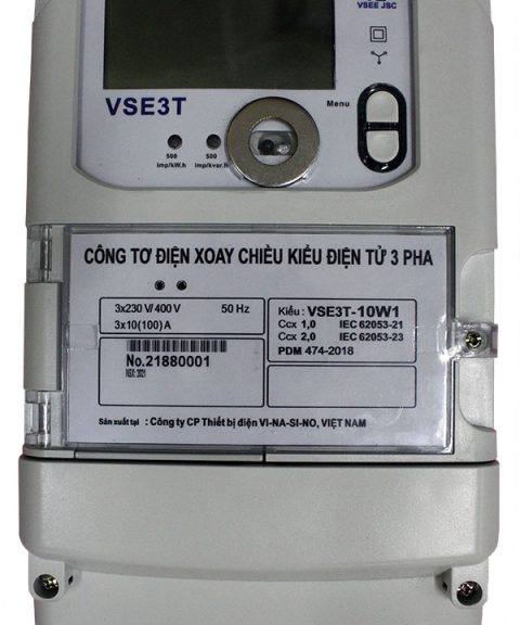 Công tơ điện tử 3 pha 1 biểu giá Vinasino VSE3T-10W1 10(100)A 230/400V