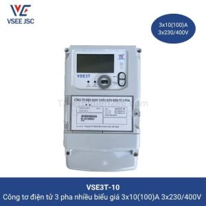 Công tơ điện tử 3 pha 3 biểu giá trực tiếp Vinasino VSE3T-10 10(100)A 230/400V