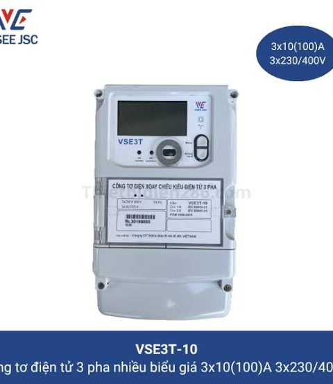 Công tơ điện tử 3 pha 3 biểu giá trực tiếp Vinasino VSE3T-10 10(100)A 230/400V