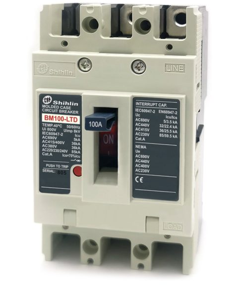 MCCB BM100-LTD 3P 100A 36kA Shihlin