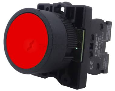 NÚT NHẤN KHÔNG ĐÈN 400V - KHOÉT LỖ PHI 25 MÀU ĐỎ - 1NC