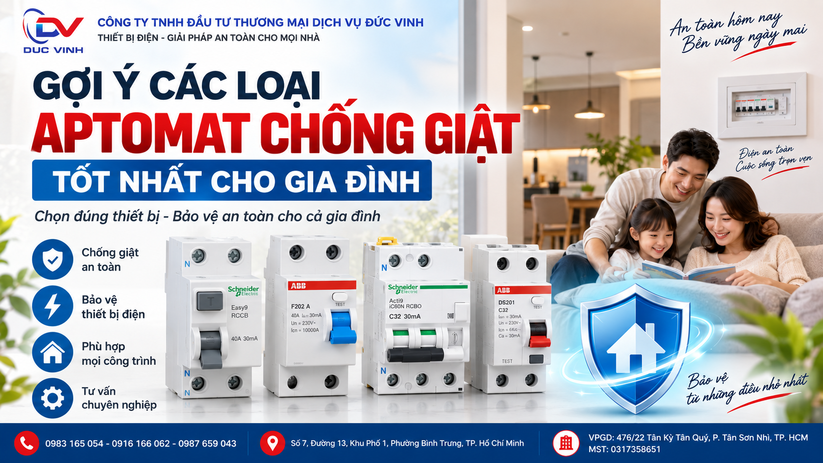 Gợi ý các loại Aptomat chống giật tốt nhất gia đình