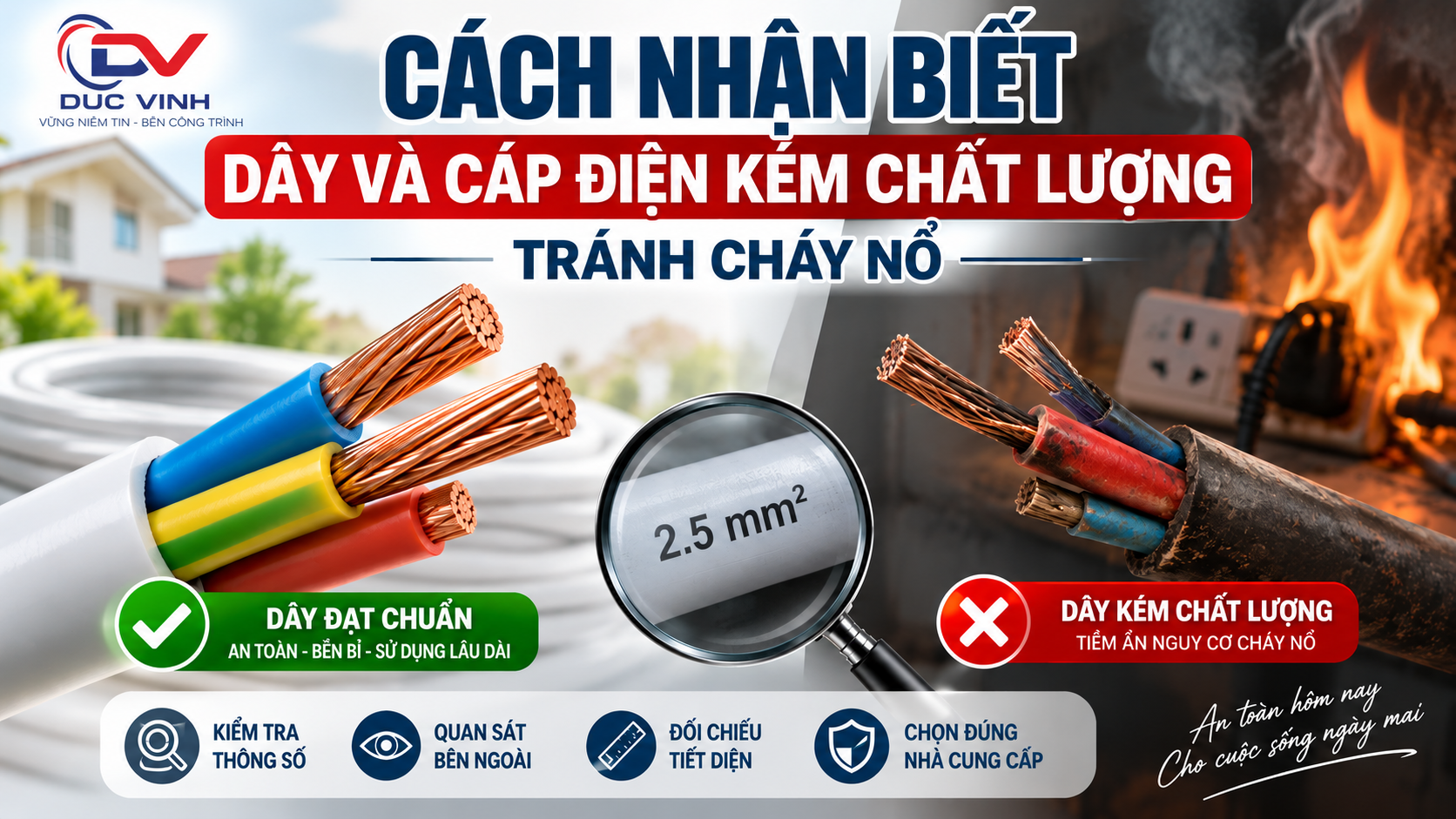 Cách nhận biết dây và cáp điện kém chất lượng tránh cháy nổ