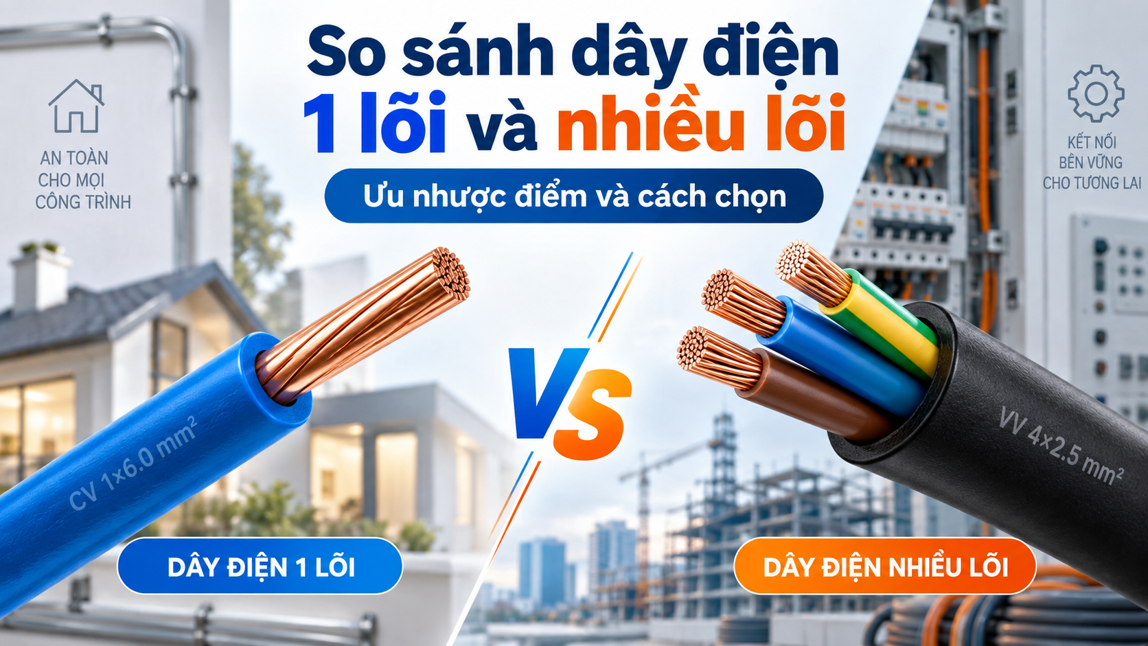 So sánh dây điện 1 lõi và nhiều lõi: Ưu nhược điểm và cách chọn
